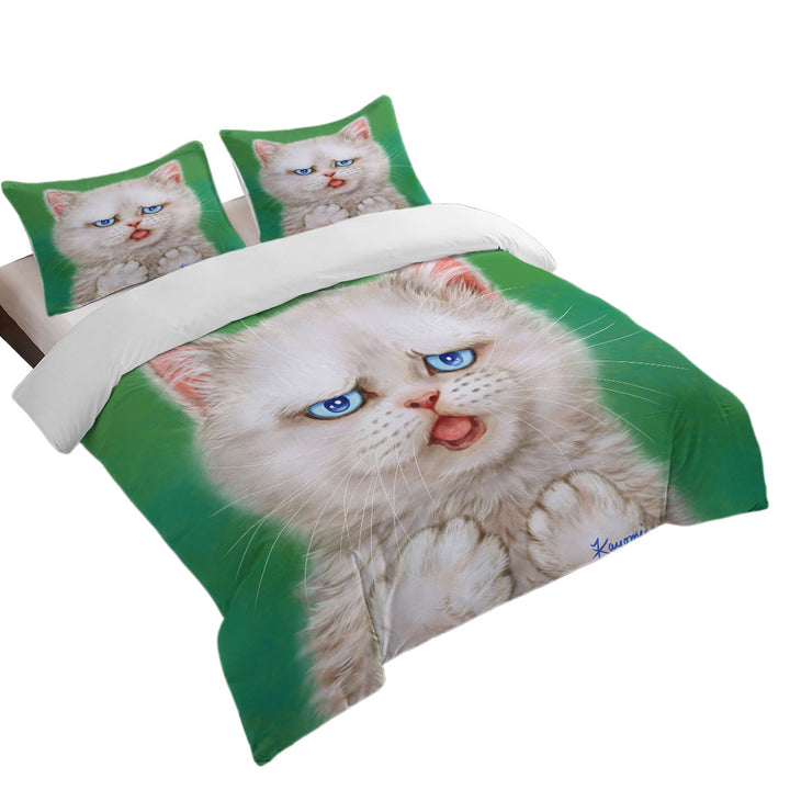 Cat Drawings Innocent White Kitten Oversized King Duvet Cover