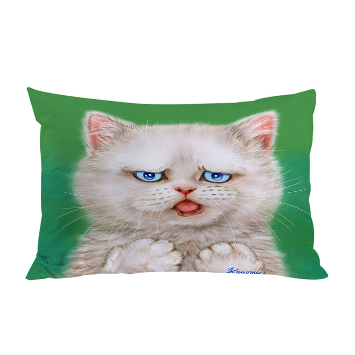 Cat Drawings Innocent White Kitten Pillow Case Covers