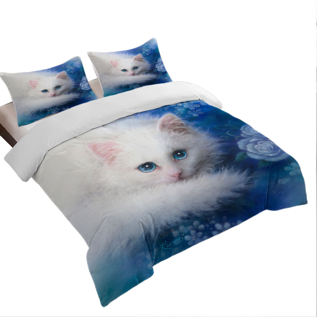 Cat Painting Blue Eyes White Lady Kitty Best Duvet Covers