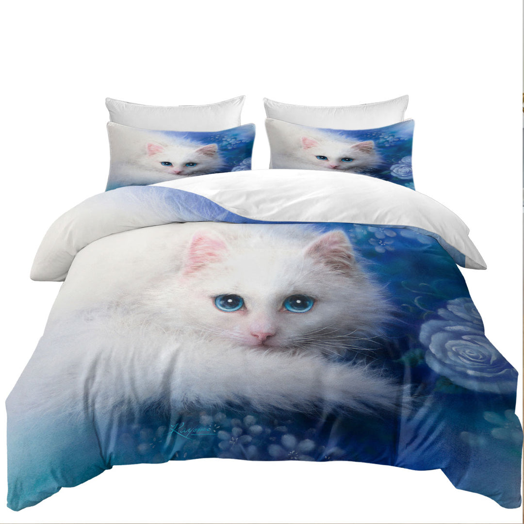 Cat Painting Blue Eyes White Lady Kitty Daybed Covers Sets