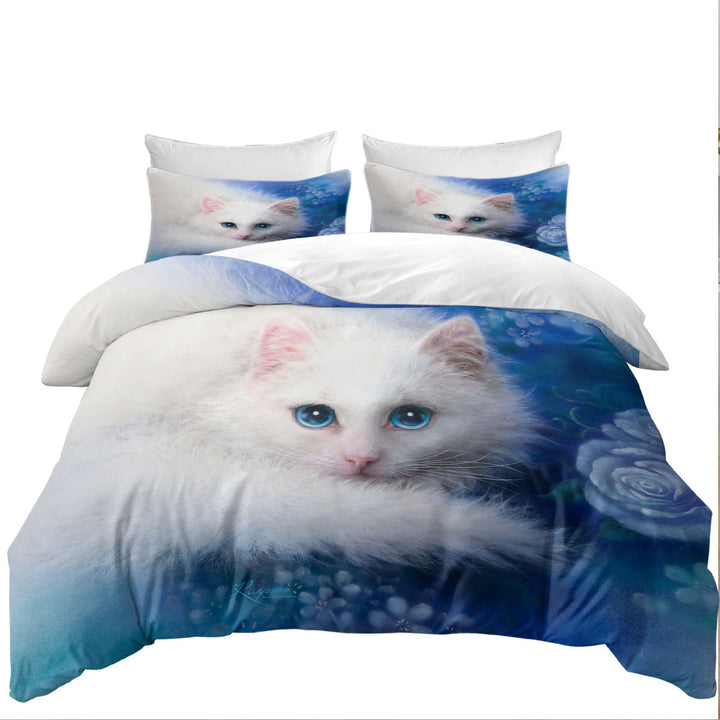 Cat Painting Blue Eyes White Lady Kitty Daybed Covers Sets