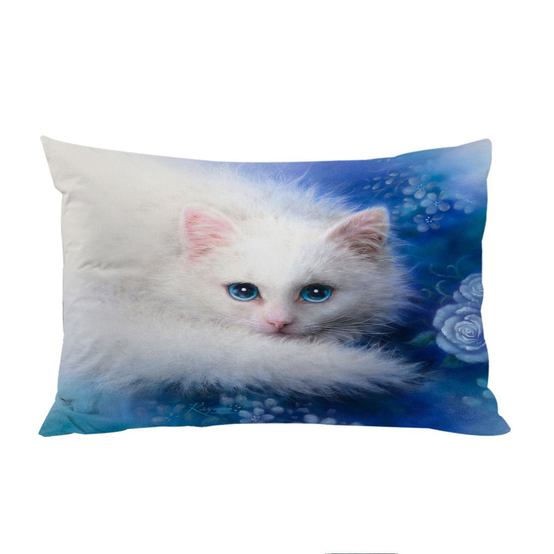 Cat Painting Blue Eyes White Lady Kitty Pillowcases