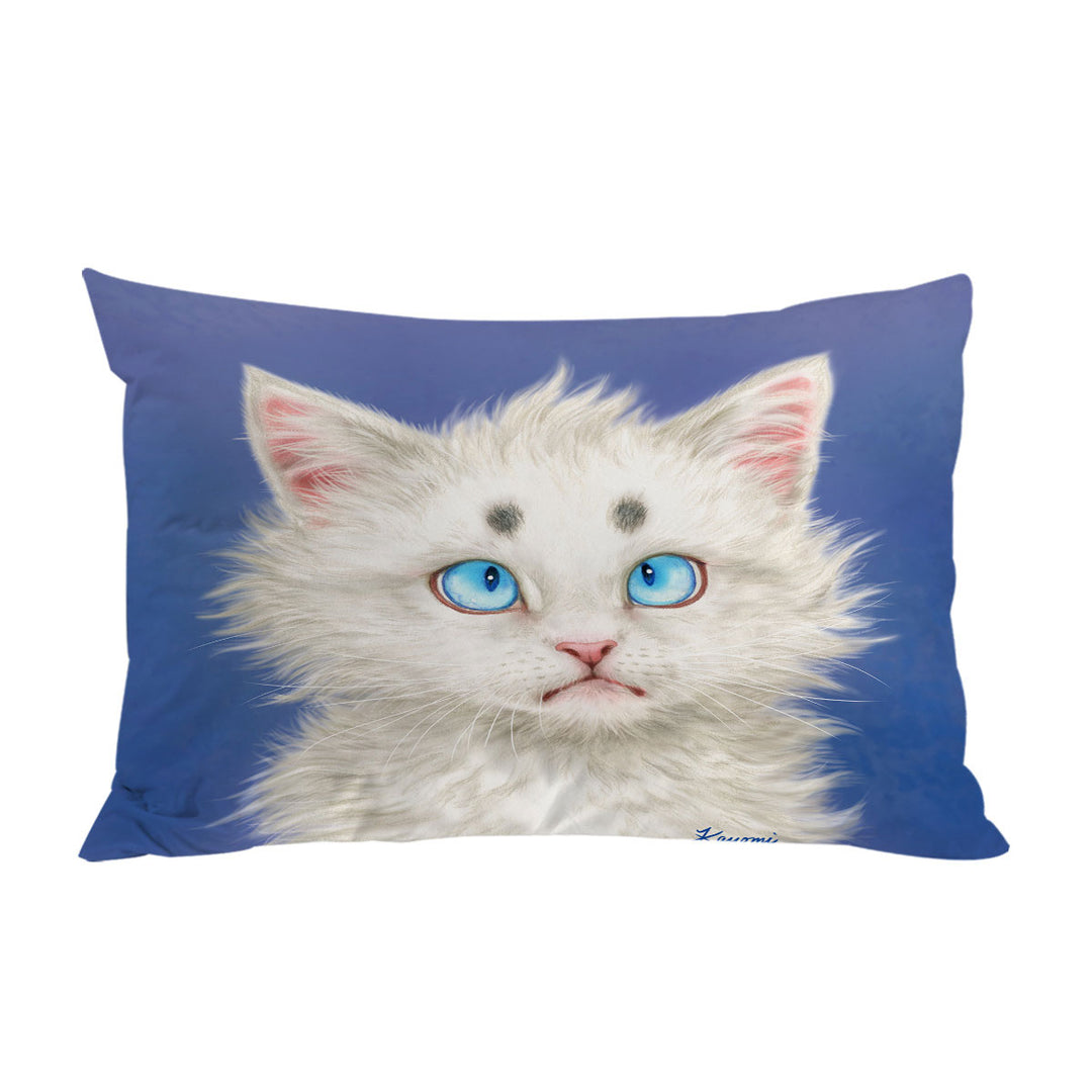 Cat Painting Lovely White Kitten Pillow Cases