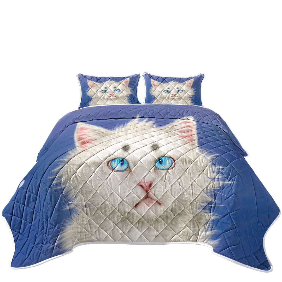 Cat Painting Lovely White Kitten Quilts