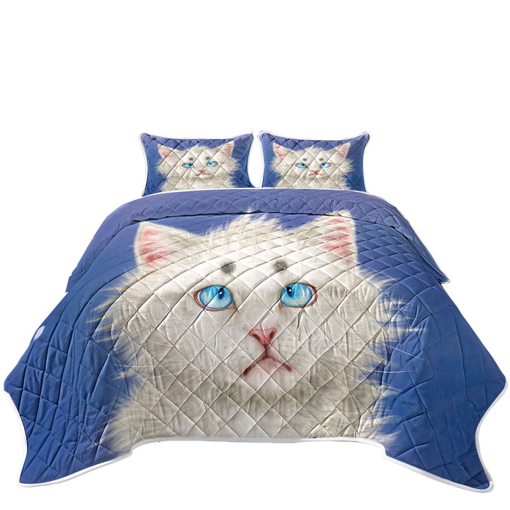 Cat Painting Lovely White Kitten Quilts