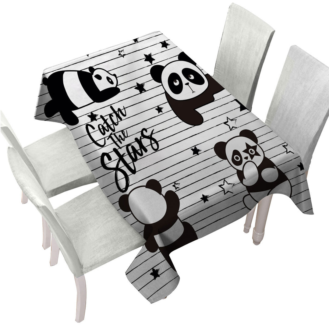 Catch the Stars Cute Panda Tablecloths