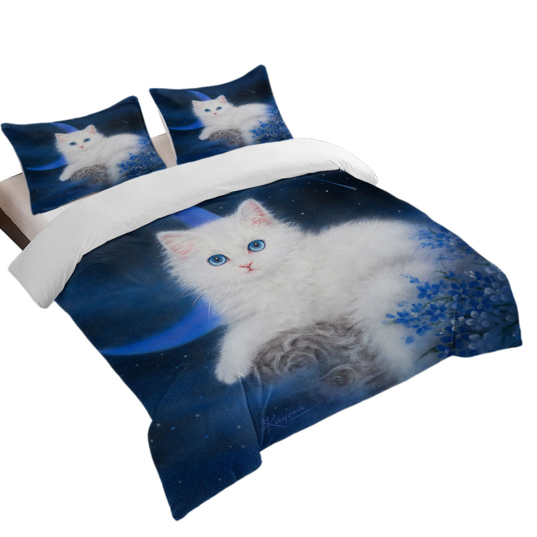Cats Art Blue Moon Night Kitten Quilt Cover Sets