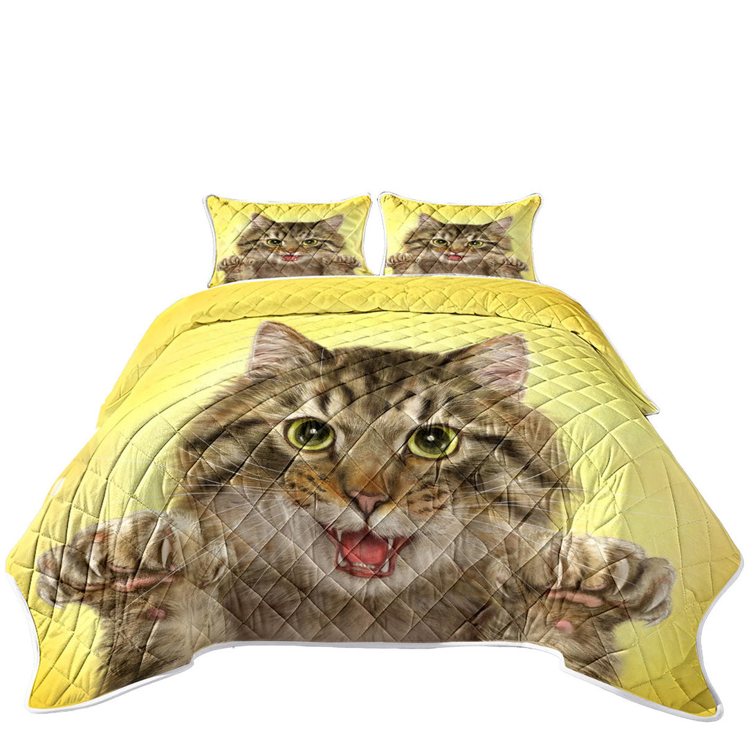 Cats Art Designs Claws Out Kitten Twin Quilt