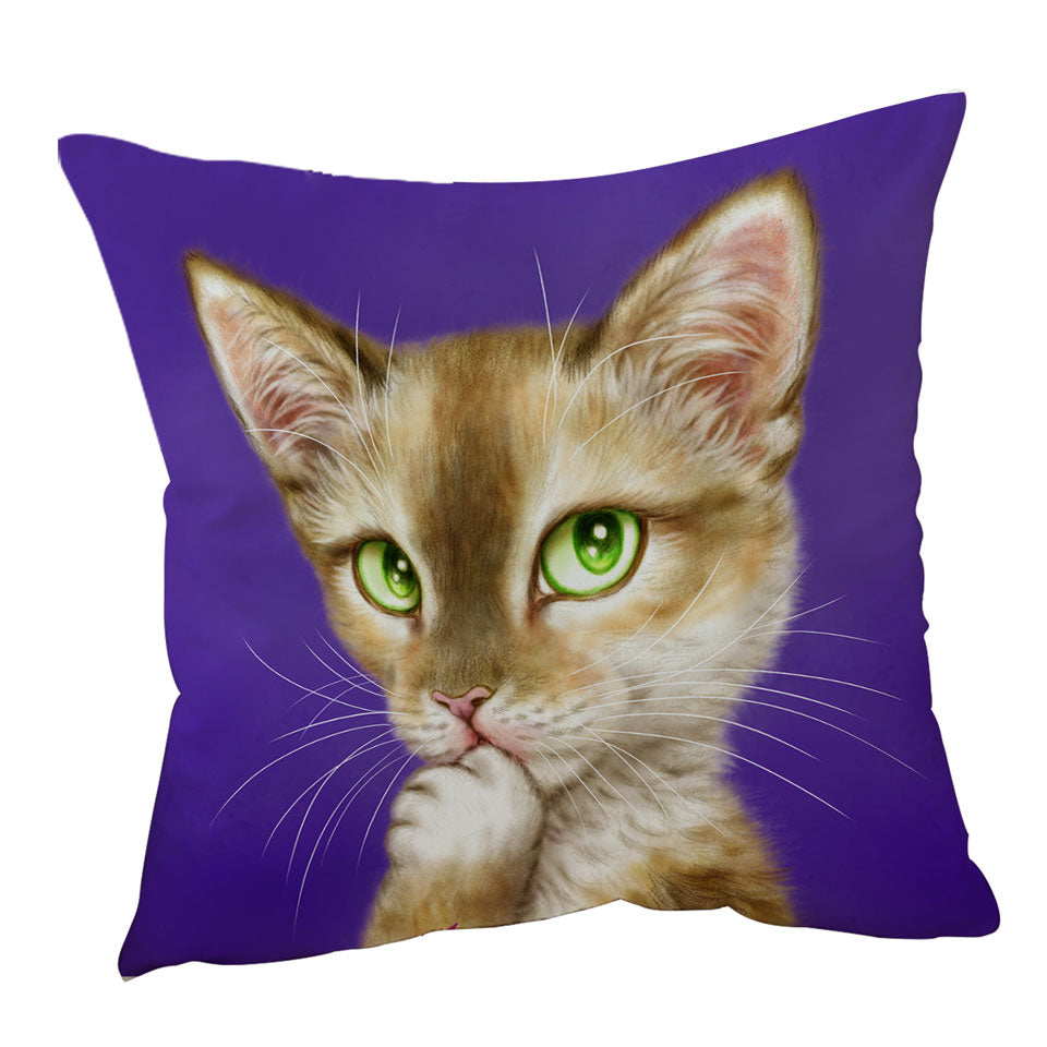 Cats Art Gorgeous Green Eyes Lady Cat Cushion