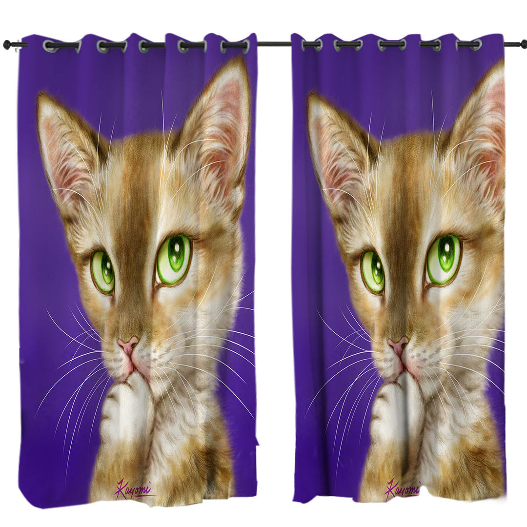 Cats Art Gorgeous Green Eyes Lady Cat Drapes and Curtains