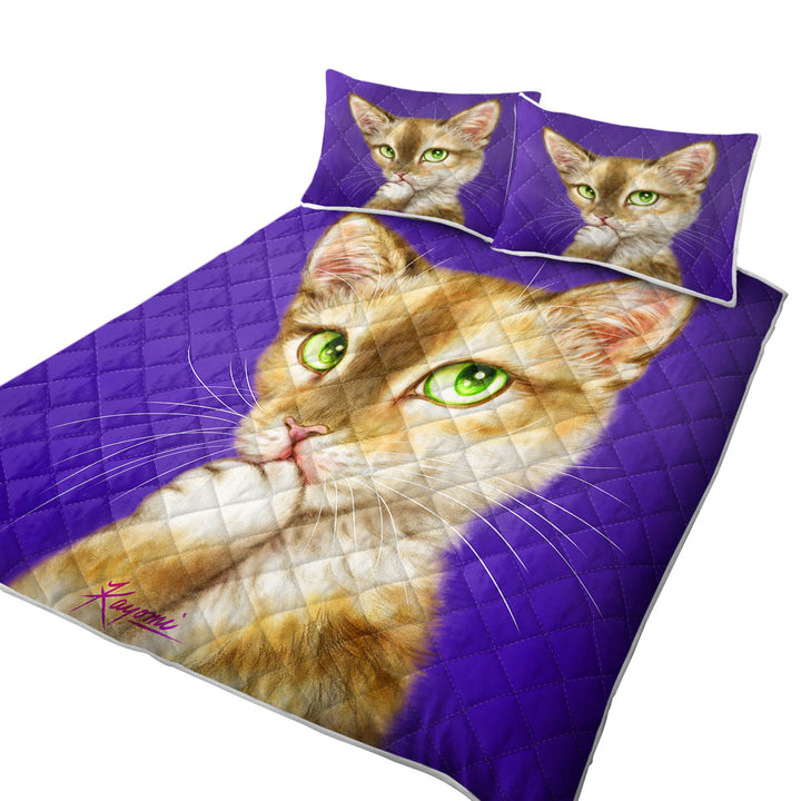 Cats Art Gorgeous Green Eyes Lady Cat Quilts