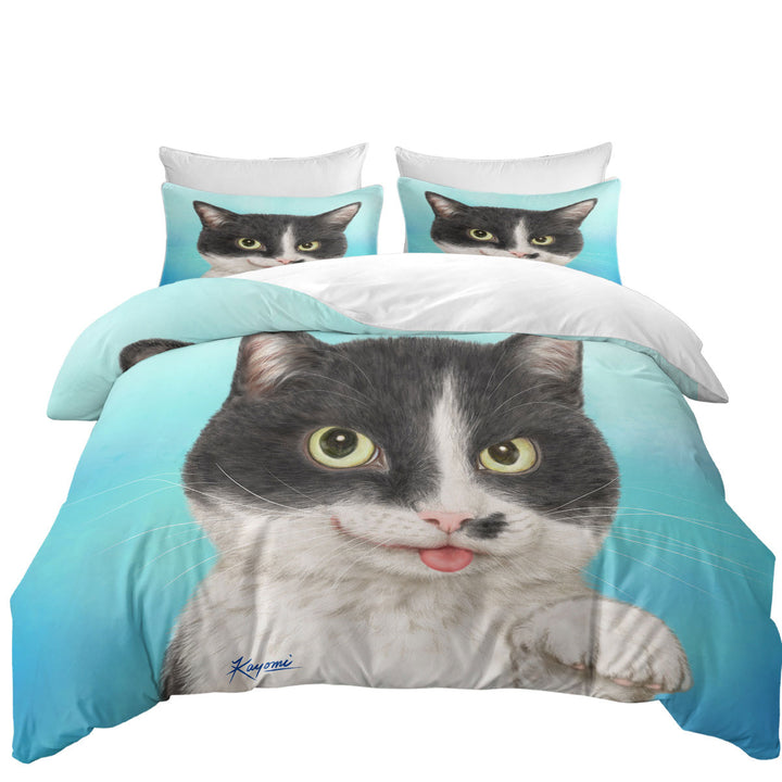 Cats Art Paintings Black and White Cat Duvet Cover