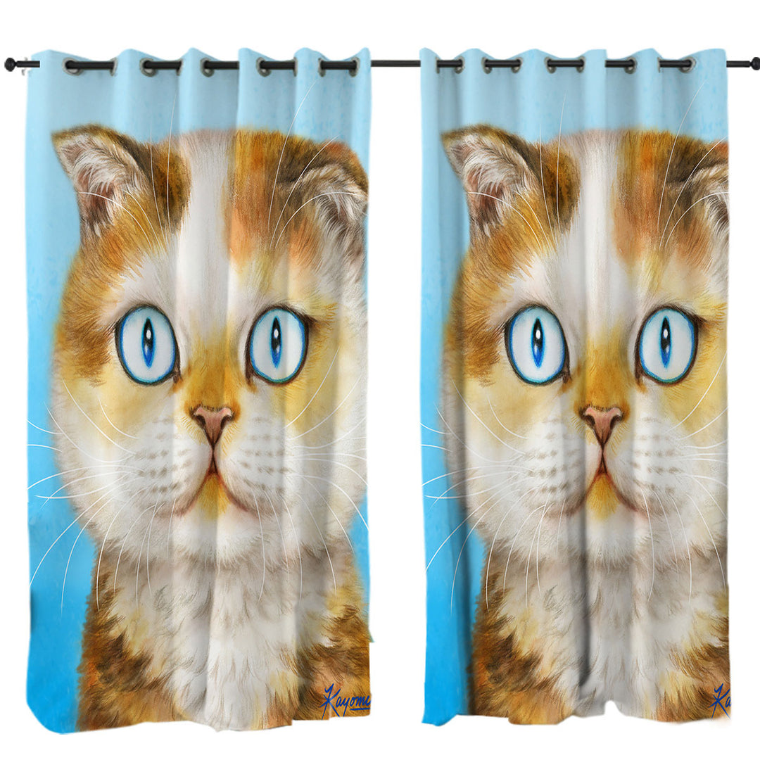 Cats Art Paintings Blue Eye Ginger Kitten Curtain