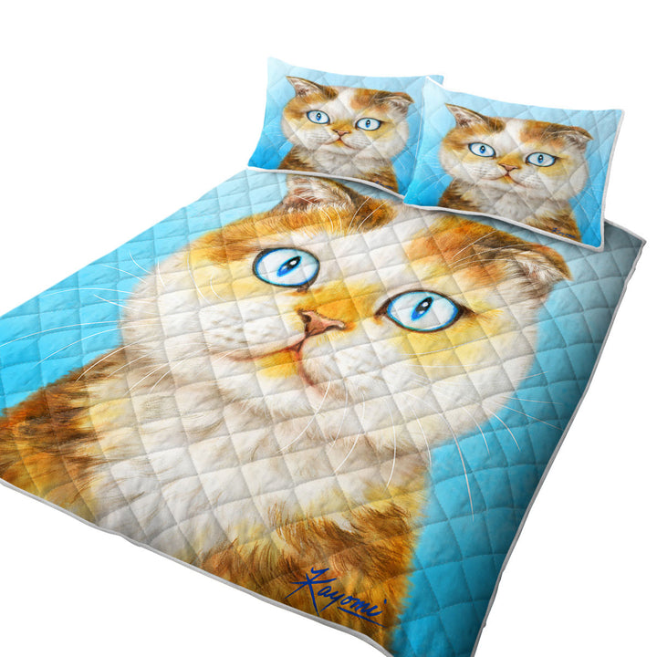 Cats Art Paintings Blue Eye Ginger Kitten Quilt