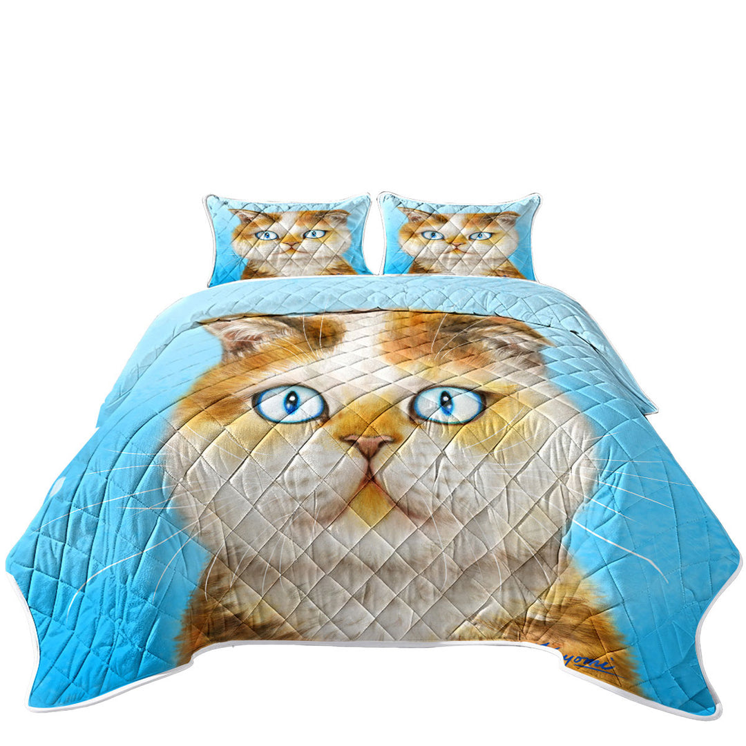 Cats Art Paintings Blue Eye Ginger Kitten Quilts