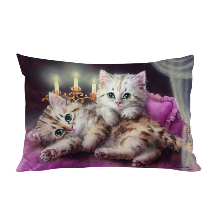 Cats Art Paintings Candle Night Kittens Pillow Case Covers