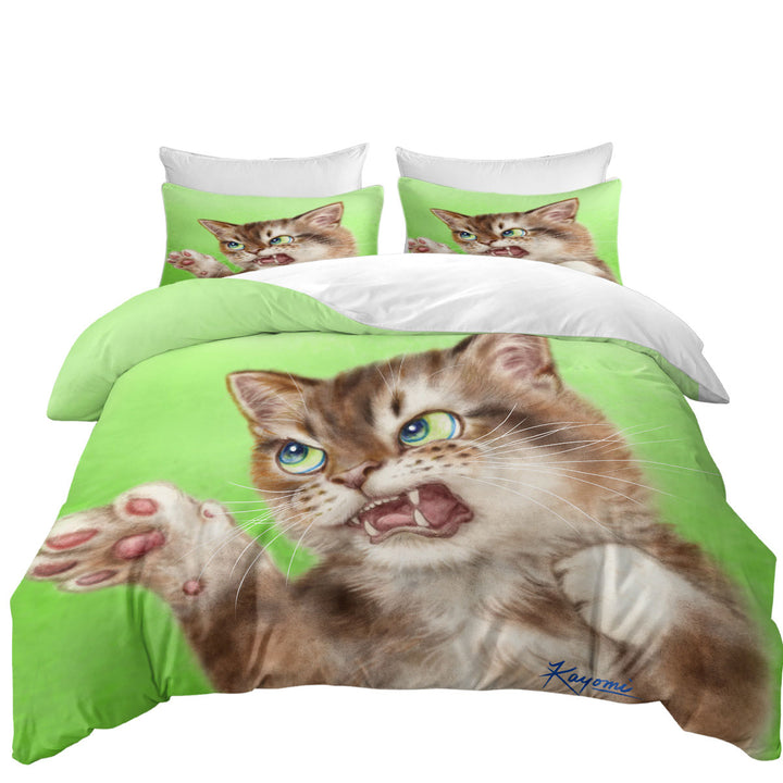 Cats Cool Art Drawings the Attacker Kitten Comforter Cover