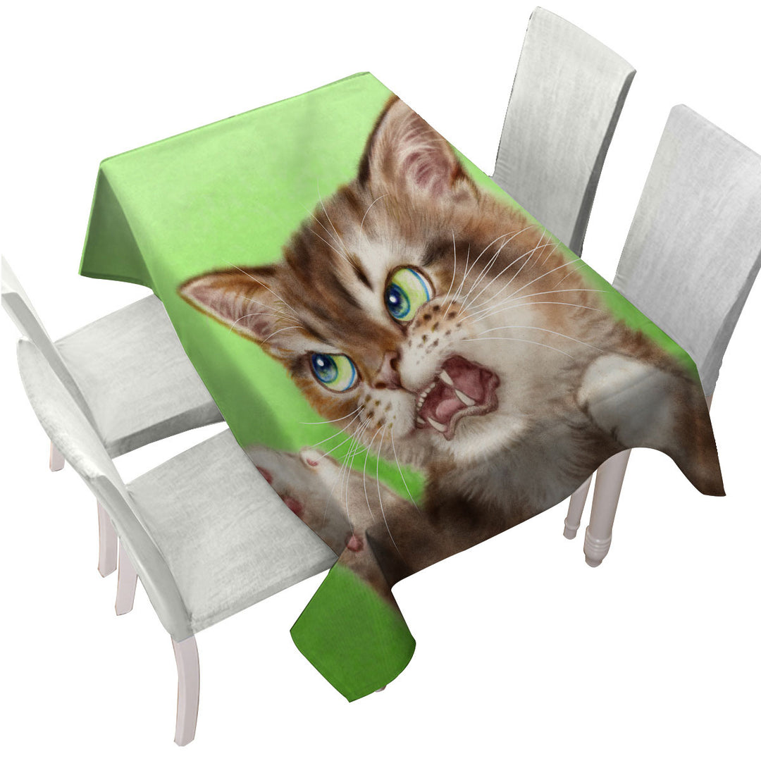 Cats Cool Art Drawings the Attacker Kitten Custom table cloth