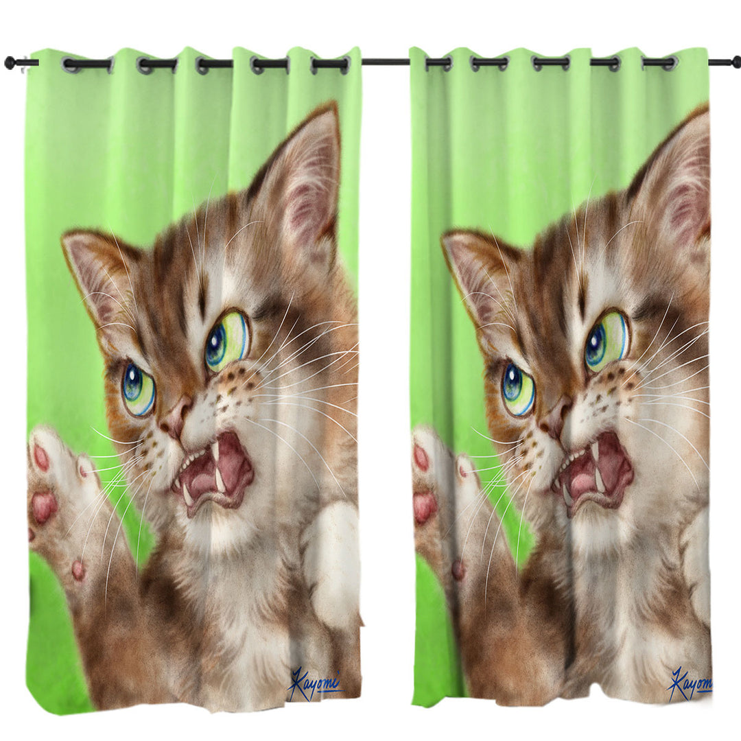 Cats Cool Art Drawings the Attacker Kitten Drapes for Living Room