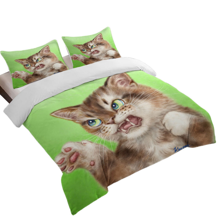Cats Cool Art Drawings the Attacker Kitten Duvet Cover