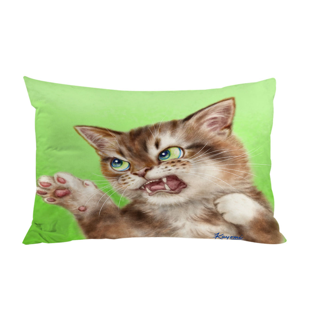 Cats Cool Art Drawings the Attacker Kitten Pillowcase