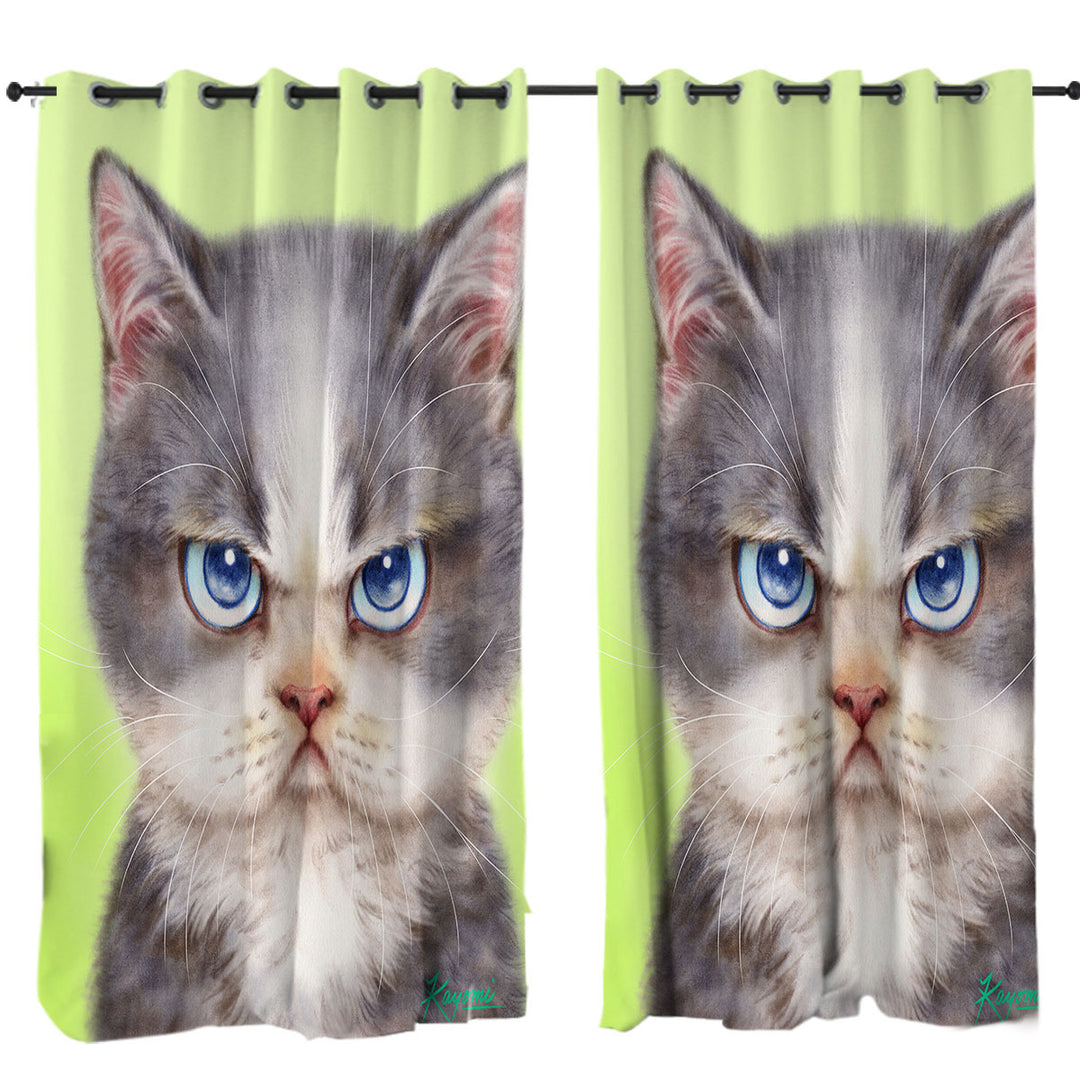 Cats Cute Drawings the Angry Grey Kitten Drapes and Curtains