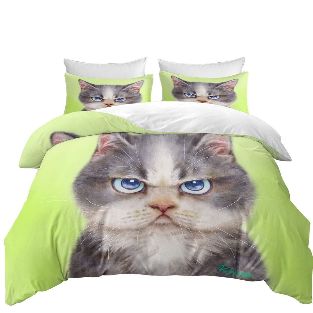 Cats Cute Drawings the Angry Grey Kitten Duvet Covers