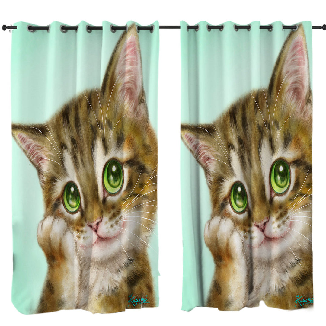 Cats Cute Drawings the Charming Tabby Kitten Curtain