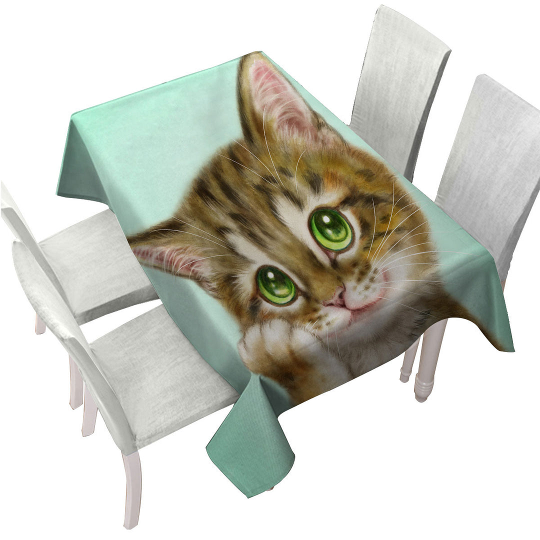 Cats Cute Drawings the Charming Tabby Kitten Tablecloths