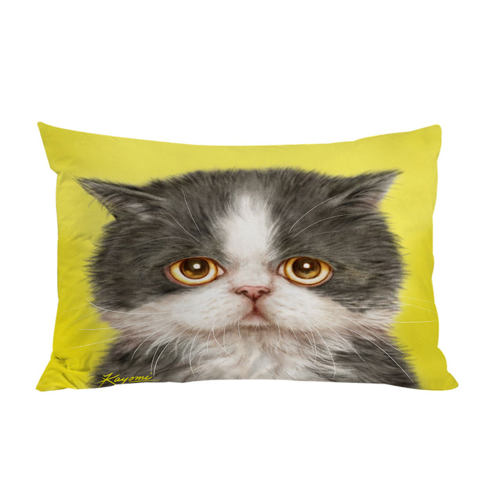 Cats Cute Faces Drawings Sad Grey Kitten Pillow Cases