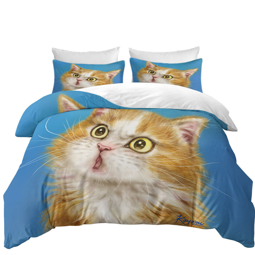 Cats Cute Faces Drawings Wondering Ginger Kitten full Size Duvet Cover