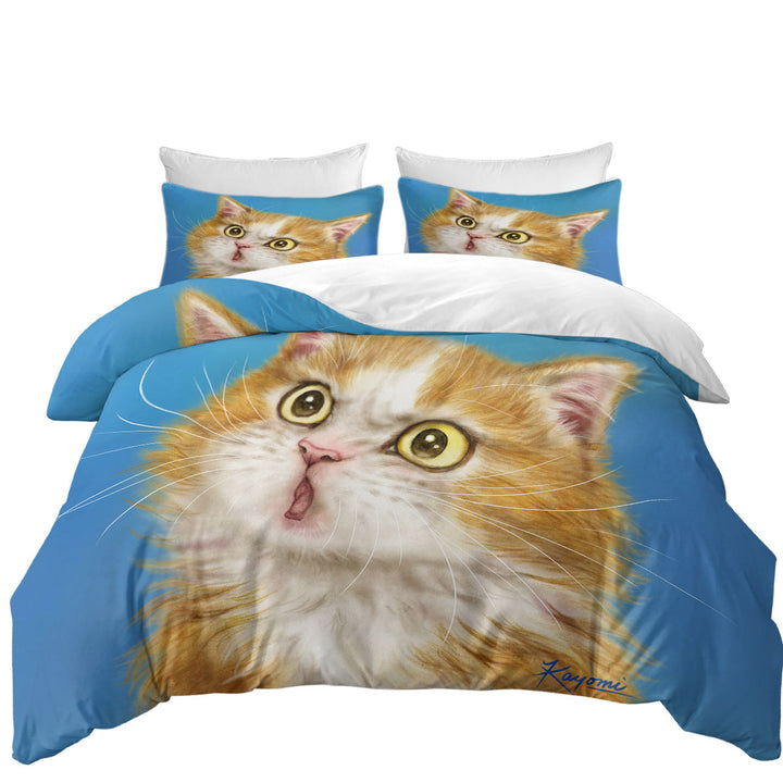 Cats Cute Faces Drawings Wondering Ginger Kitten full Size Duvet Cover