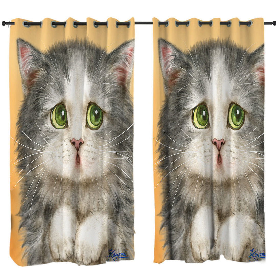 Cats Cute Faces Drawings the Regretful Grey Kitten Drapes