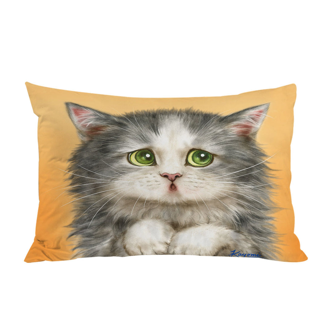 Cats Cute Faces Drawings the Regretful Grey Kitten Pillowcase