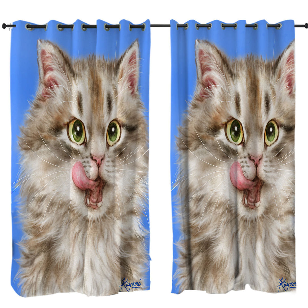 Cats Cute and Funny Art Hungry Furry Kitten Curtain
