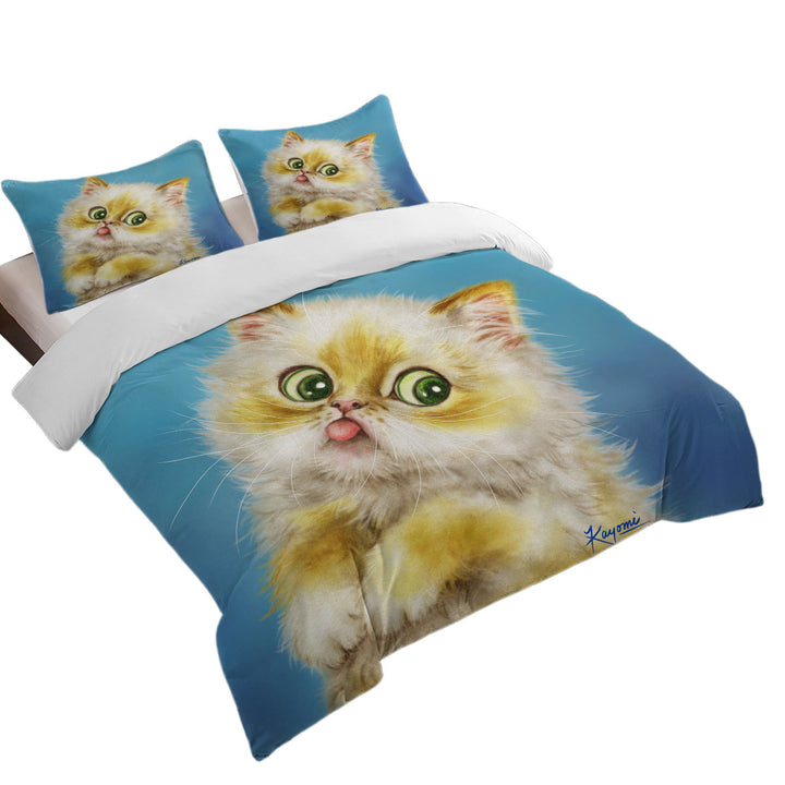 Cats Cute and Funny Art Painting Furry Kitty Cat Bed Covers