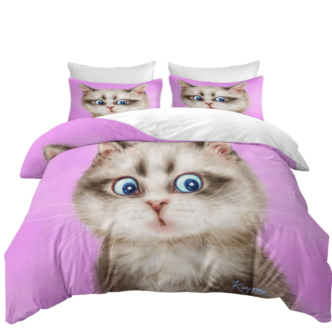 Cats Cute and Funny Faces Amazed Kitten Duvet Cover
