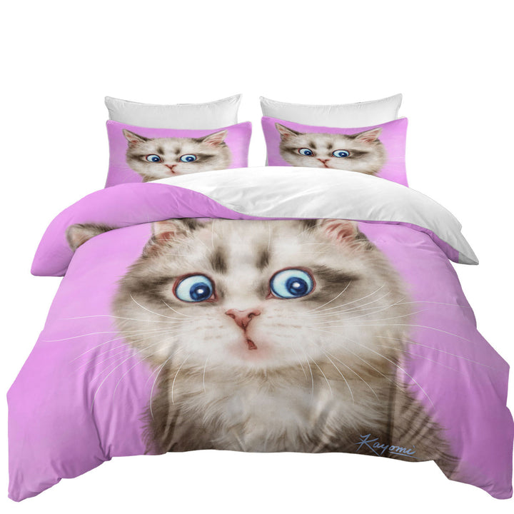 Cats Cute and Funny Faces Amazed Kitten Duvet Cover