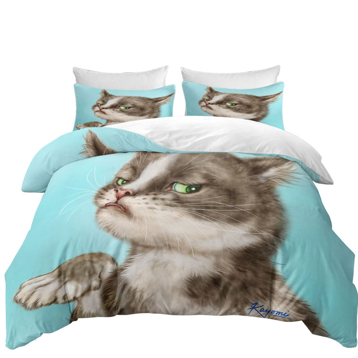 Cats Cute and Funny Faces Unsatisfied Kitten Coverlets