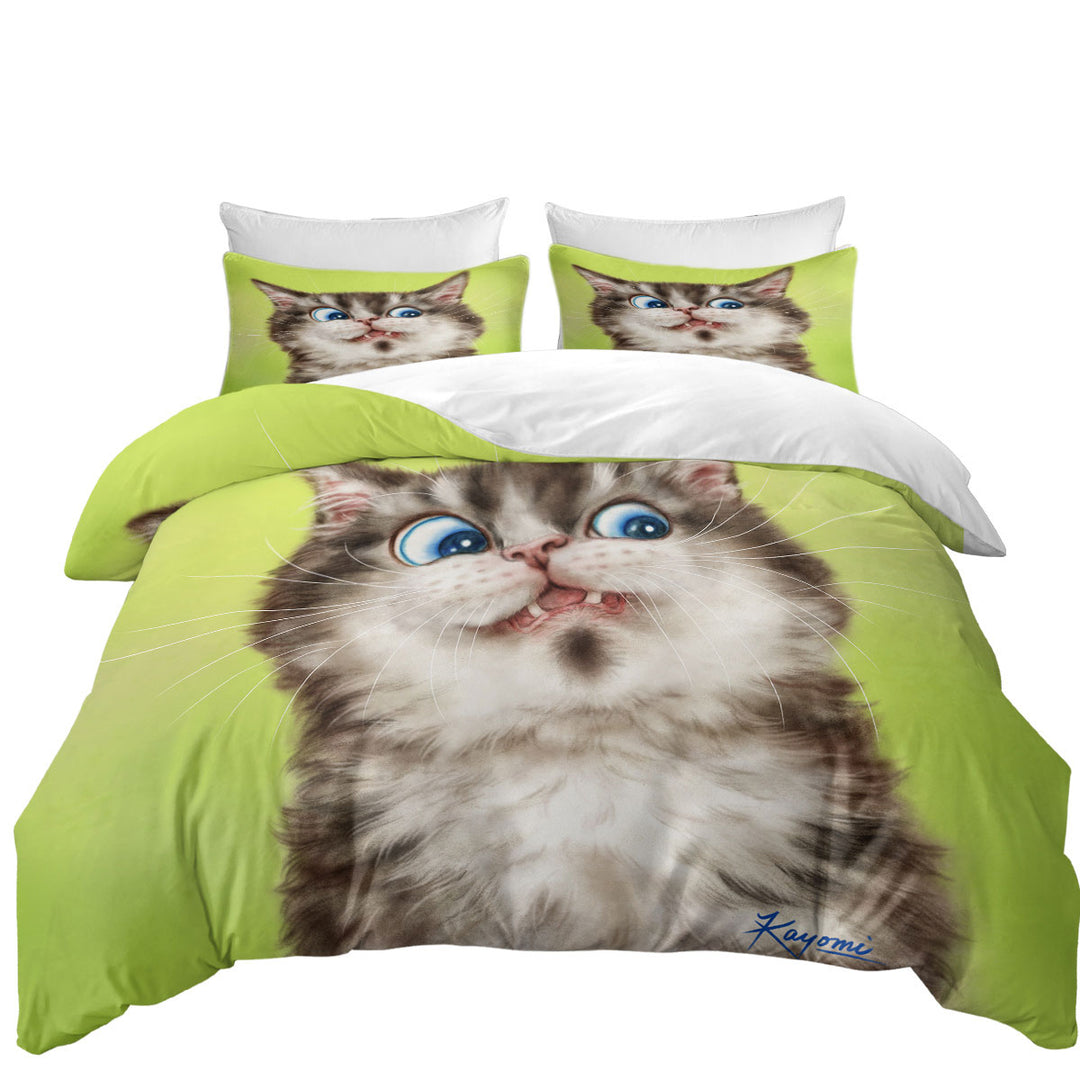 Cats Cute and Funny Faces the Flinching Kitten Duvet Cover