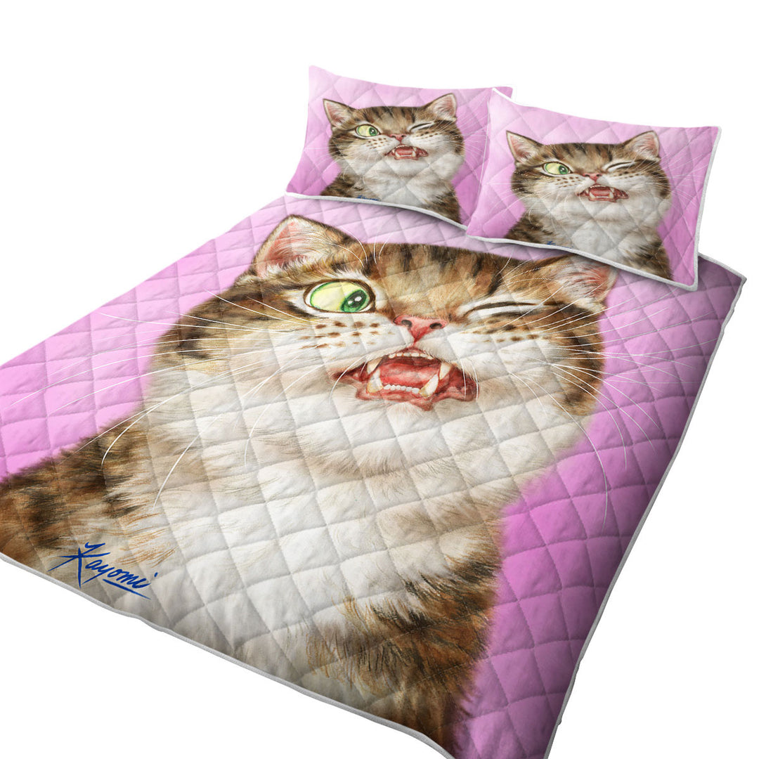 Cats Funny Faces Drawings Adorable Tabby Kitty Quilts