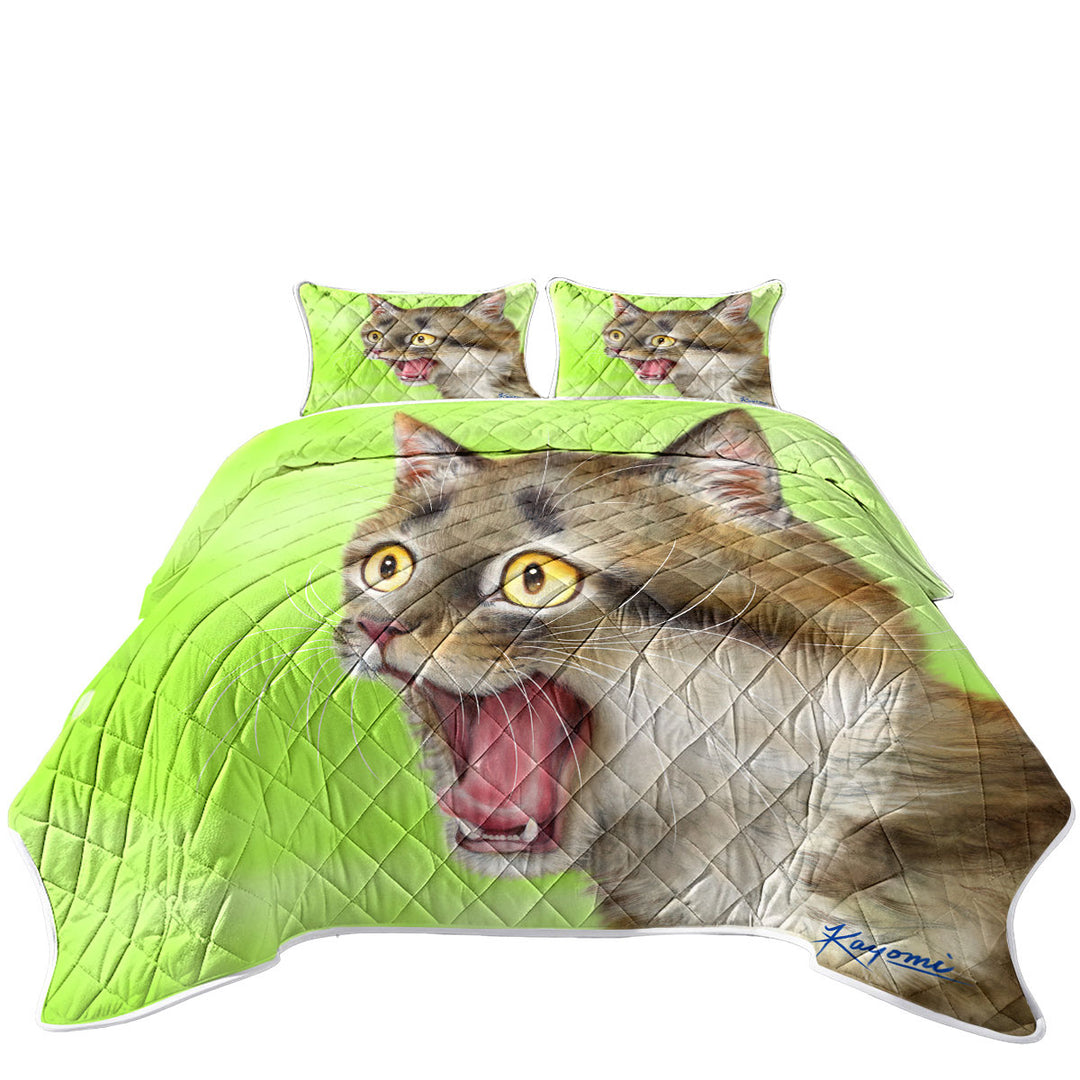 Cats Funny Faces Drawings Excited Tabby Kitty Quilts