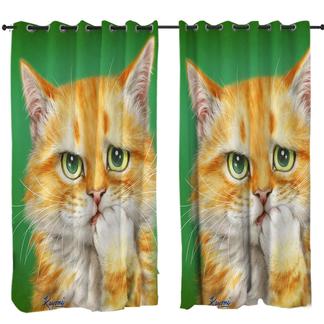 Cats Funny Faces Drawings a Concerned Ginger Curtains
