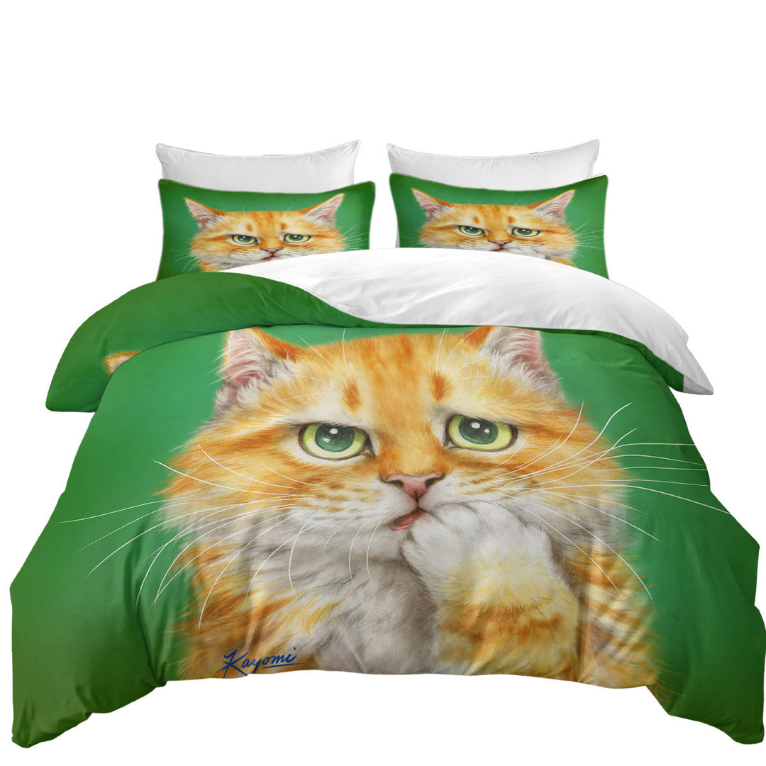 Cats Funny Faces Drawings a Concerned Ginger Duvet Cover