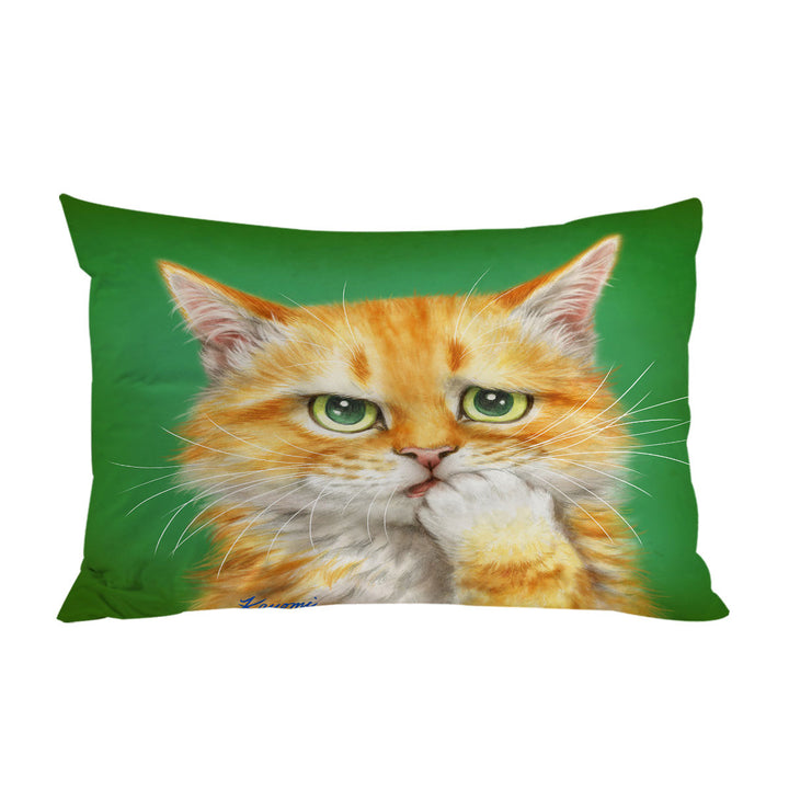 Cats Funny Faces Drawings a Concerned Ginger Pillow Case Covers