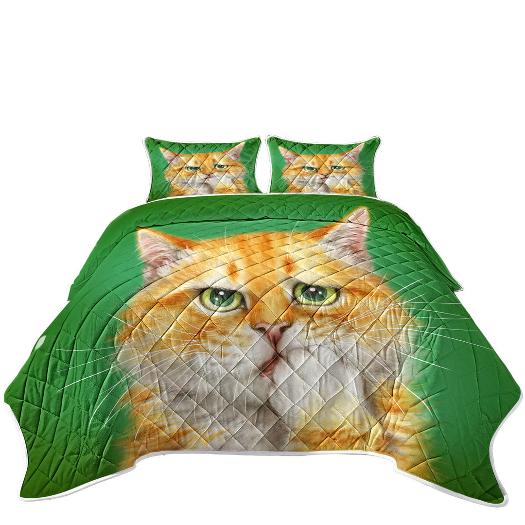 Cats Funny Faces Drawings a Concerned Ginger Quilt