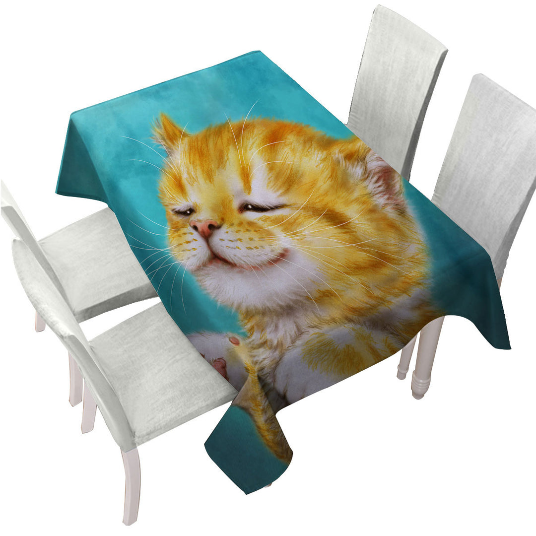 Cats Prints for Kids Chilling Ginger Kitten Custom table cloth