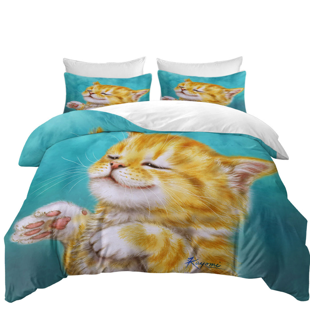 Cats Prints for Kids Chilling Ginger Kitten Quilt Cover