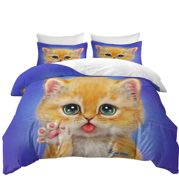 Cats for Kids Hi There Sweet Greeting Kitten California King Duvet Cover