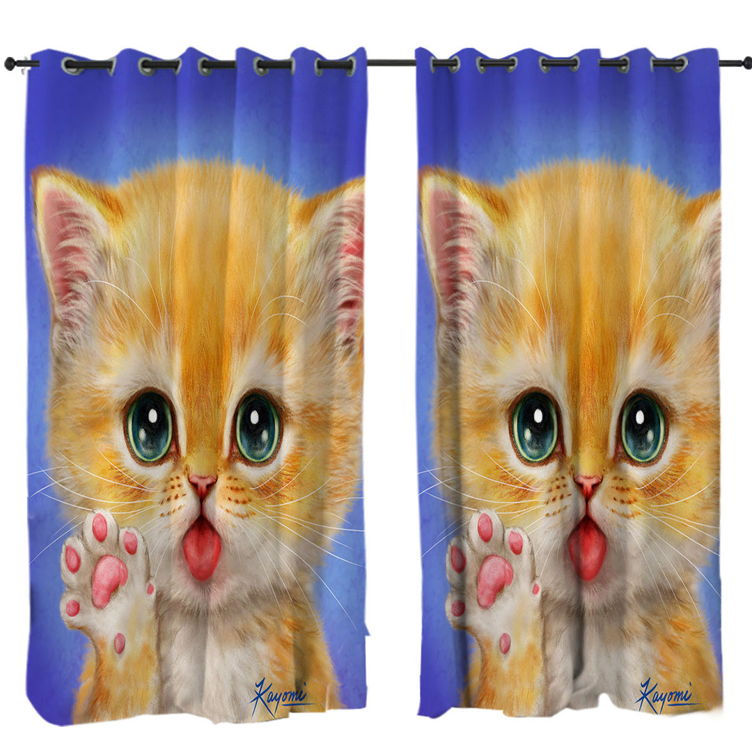Cats for Kids Hi There Sweet Greeting Kitten Custom Drapes